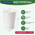 Coffee Cups 8 Oz 400 Pack  Disposable Paper Cups 8 Oz  White Paper Hot Coffee Cu