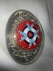Vintage Native American Beaded Floral Handcrafted Belt Buckle Silver Tone