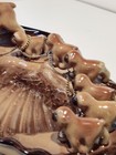 Vtg Brown Boxer Dog Trinket  Ashtray Dish Ceramic Momma Chained To Her Puppies
