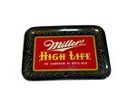 Vintage 1952 Miller High Life Beer 6 5  X 4 5  Tin metal Tip Tray Lot Of 2