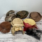 Vintage 1940 1950 Ladies Hats Lot Of 8 Flowers Union Made Feathers Netting Derby
