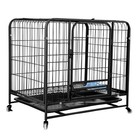 Heavy Duty Pet Dog Cage Strong Metal Crate Kennel Playpen With Wheels   Tray