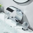 Chrome Bathroom Sink Faucet Dual Crystal Handle 3 Holes Basin Vanity Mixer Tap