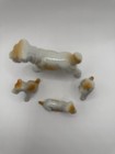 Vintage Porcelain Airedale Terrier Puppy Dog Mini  Figurines White Brown