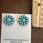 Native American Navajo Indian Cluster Post Blue Turquoise Earrings Nice Zuni  a