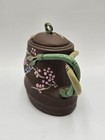 Yixing Zisha Clay Teapot Floral Bamboo Enameled Small