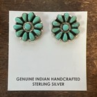 Native American Navajo Indian Cluster Post Green Turquoise Earrings Omg Zuni  j