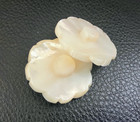 Lot Of Three Large Vintage Antique Hand Carved Mother Of Pearl Flower Buttons