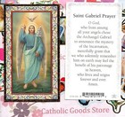 Saint St  Gabriel The Archangel With Prayer - Gold Trim  Paperstock Holy Card