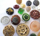 Vintage Lot Of 34 Variety Unusual Metal Plastics Celluloid Sewing Buttons