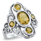Vintage Style Genuine Citrine 925 Solid Sterling Silver Filigree Ring       247x