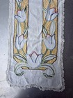 Vintage Art Deco Table Runner dresser Scarf Tulips W Crocheted Edge
