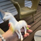 White Fantasy Unicorn Figurine Rainbow Mane   Tail Rhinestones