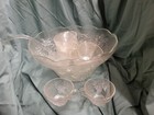 Vintage 1950 s Anchor Hocking Punch Bowl Grape Vine Design With 10 Cups