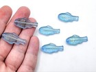 Large Fish Uranium Glass Beads Blue Teal Topaz 28x13mm 6pcs
