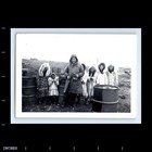 Old Vintage Photo Man Eskimo Women Girls Oil Drums Antique Snapshot