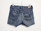 American Eagle Super Stretch Denim Shorts Women   s Size 4 Blue Frayed Hem Classic
