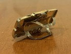 Vintage 60s Lipstick Clip Holder With Mirror Asian Floral Design Gold Tone