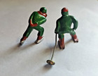 Vintage Barclay Lead 2  Figures Green Skier And Green Skater