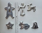 6 Vtg Aluminum Cookie Cutters Christmas Angel Gingerbread Man Star Reindeer1960s