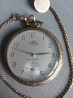 Antique Solar 21 Jewels Gold Filled Pocket Watch  Pre-owned  Runs   Chain