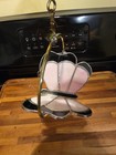Vintage Stained Glass Haning Butterfly High Quality Made 5  Round Frame