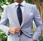Seersucker Men Suits Wide Peak Lapel Blazer Wedding Beach Summer Tuxedos Jacket