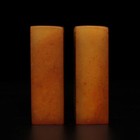 Two Old Chinese Shoushan Stone Seal Stamp Statue W crane