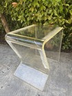 Vintage Mid Century Modern Thick Acrylic Lucite Form Side End Table Stand