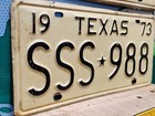 1973 Texas License Plate Pair Sss 988 Matching Set Original Vintage Black White