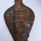 Vintage Fireplace Bellows Hand Painted Leather Rustic Primitive Decor As Is