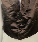 1850   s Men   s Black Silk Satin Waistcoat Vest W Button Front