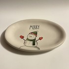Rae Dunn Merry Snowman Small Oval Plate Artisan Collection By Magenta  202 8   x6   