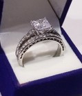 Clearance Sale  Princess Cut Lc Moissanite Engagement Ring Set Stainless Steel