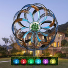 Solar Metal Wind Spinner Kinetic Outdoor Lawn Garden Decor Patio Stake Yard Art 