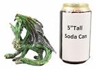 Ebros Metallic Green And Silver Crouching Emerald Dragon Statue 4 75  L Figurine