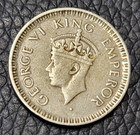 1944 British India    Rupee Silver   500  Coin