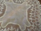 Vintage  Handmade Tambour  Net Lace   Linen Embroidered 14  Table Or Chair Doily