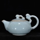 5 9  China Old Classic Porcelain Song Dynasty Ru Kiln Sky Cyan Glaze Teapot
