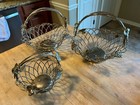 3 Godinger Silver Art Co  Ltd   Metal Baskets Grapes   Vines Silverplate Bottoms