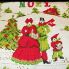 Vintage Linen Christmas Carolers Tea Kitchen Towel  22  X 15 