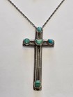 Vintage Sterling Silver Turquoise Pendant With 28  Rope Chain