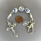 3 Three Hail Mary Chaplet Miraculous Medal Crucifix Paracord Rosary Blue Floral