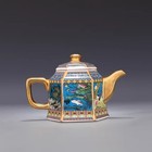 Chinese Qing Qianlong Blue Enamel Porcelain Flowers Bird Pattern Teapot 6 5 Inch