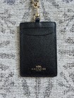 Coach Black Leather Id Badge Holder Card Case W  Lanyard Strap