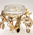 Super Cute Vintage Shell Charm Bracelet Gold Tone Dangle Beach Coastal Sand