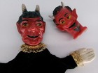 Red Devil  Rubber Heads Vintage Puppets Unique--lot Of 2