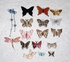 X17 Butterfly Lot Brooch Pin Huge Collection Antique Bling Rhinestone Metal Fly
