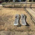 Pair Aluminum Motorcycle Loading Ramps Anti-slip Portable W  Straps Silver