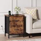  Nightstand Set Of 2 With Charging Station  End Table Rustic Brown  2 Pack 